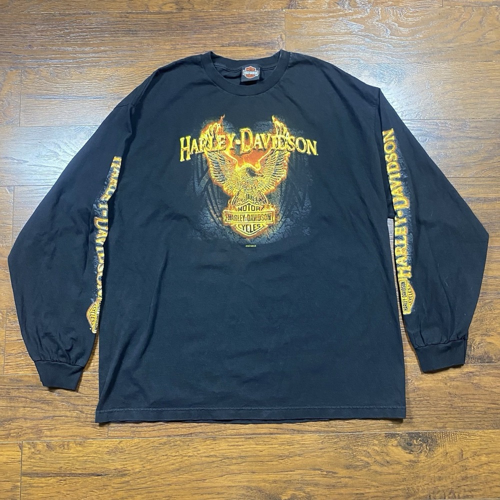 Harley-Davidson Long Sleeve Shirt Men's XL Adventure Dover OH Flaming Eagle 2013